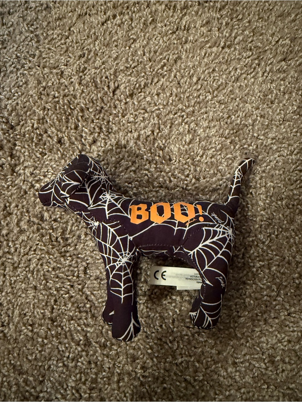 PINK Victoria's Secret Purple Spiderweb 'BOO!' Dog Plush